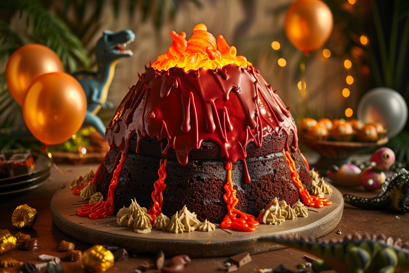 Un gâteau en forme de volcan